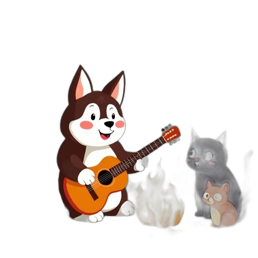 animal, concept art, pixel art, cartoon, fantasy art, fire, forest, fog transparent PNG cut-out