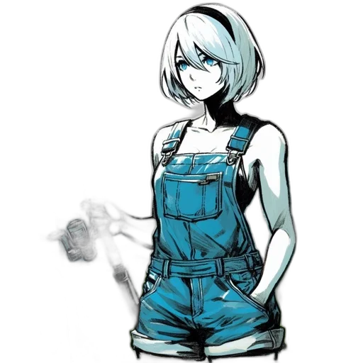 dress, robot, face, jacket, comic book art, concept art, anime, cartoon transparent PNG cut-out