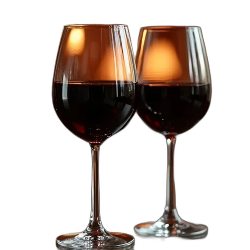 3d render, close-up, two, wine, glasses, blurred, background, positioned transparent PNG cut-out