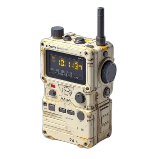 robot, rugged, military-style, walkie-talkie, digital, display, showing, signal transparent PNG cut-out