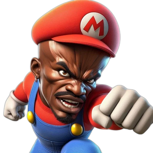 face, animal, weapon, 3d render, concept art, photorealistic, mario, depicted transparent PNG cut-out