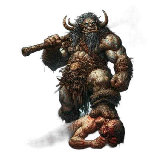 creature, fantasy art, concept art, comic book art, photorealistic, intimidating, barbarian, warrior transparent PNG cut-out