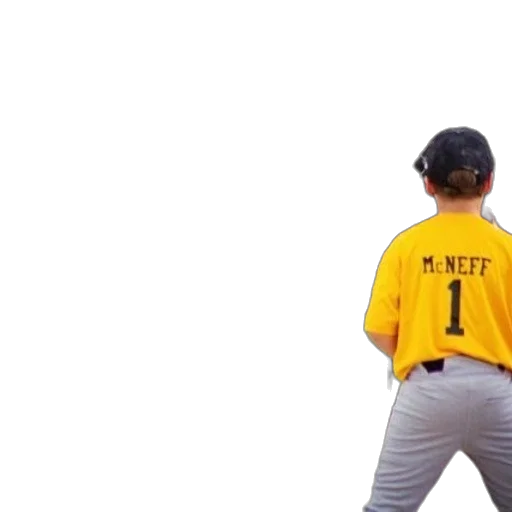 young, baseball, player, blue, uniform, number, his, back transparent PNG cut-out