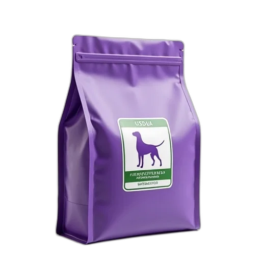 purple, plastic, bag, green, white, label, featuring, dog transparent PNG cut-out