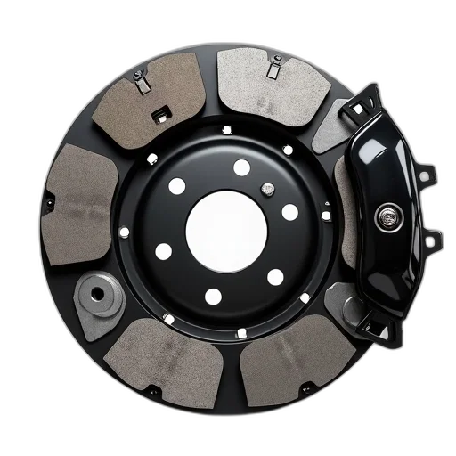 3d render, close-up, image, car, brake, disc, visible, pads transparent PNG cut-out