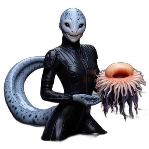 creature, animal, mask, staff, concept art, 3d render, fantasy art, outer space transparent PNG cut-out