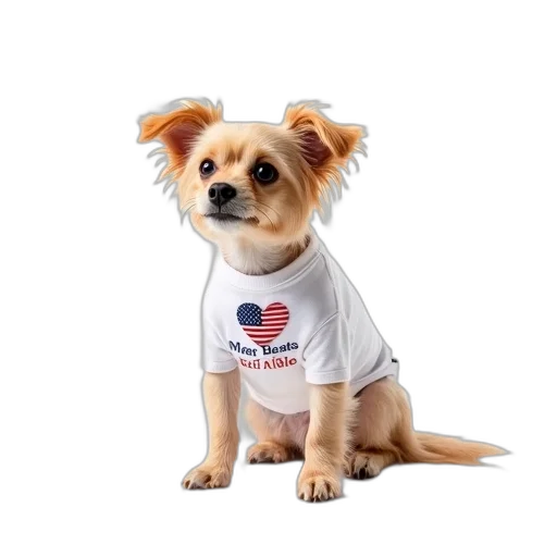animal, staff, small, dog, wearing, white, t-shirt, patriotic transparent PNG cut-out