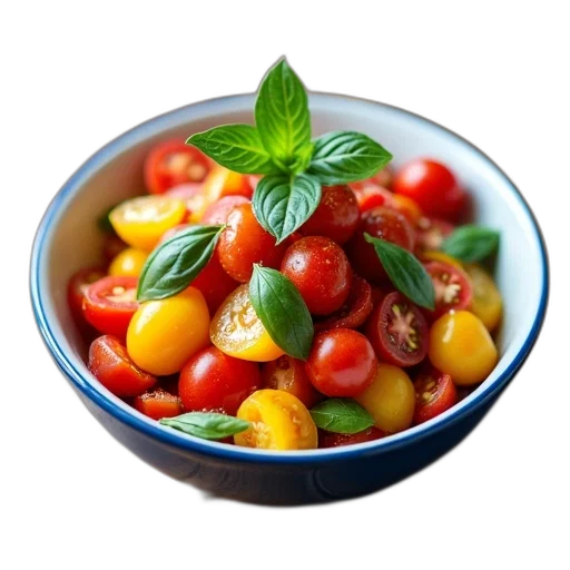 food, photorealistic, 3d render, bowl, filled, colorful, salad, cherry transparent PNG cut-out