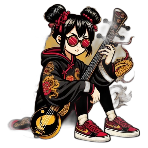 weapon, cartoon, anime, concept art, pixel art, red, girl, traditional transparent PNG cut-out