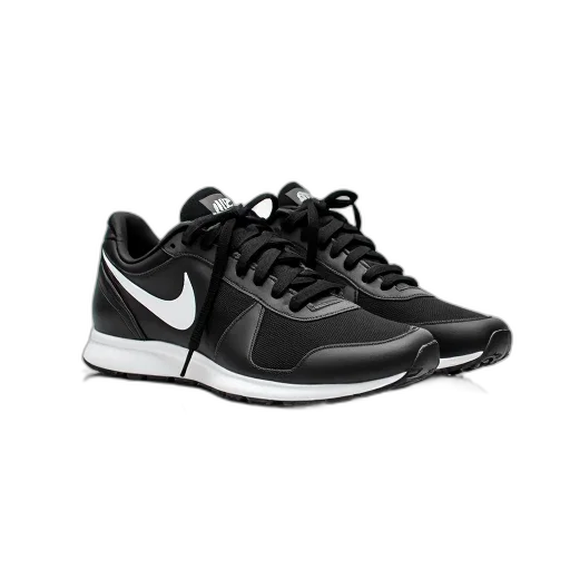 shoes, pair, black, white, nike, sneakers, laces, displayed transparent PNG cut-out