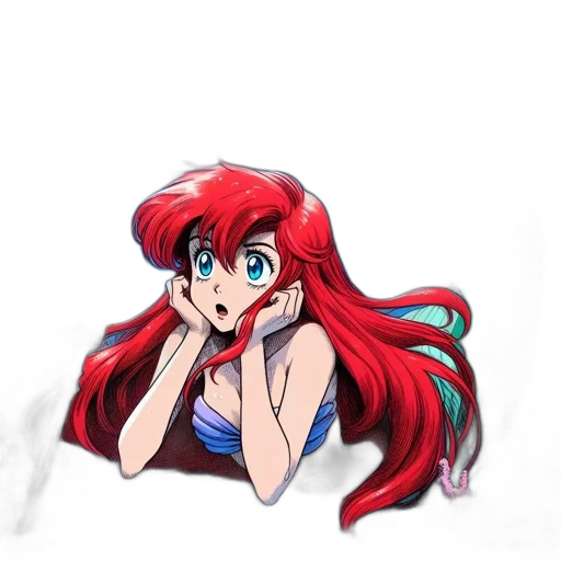 creature, hair, dress, animal, anime, cartoon, vaporwave, pixel art transparent PNG cut-out