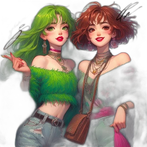 concept art, fantasy art, watercolor, anime, green, colorful, neon, pastel transparent PNG cut-out