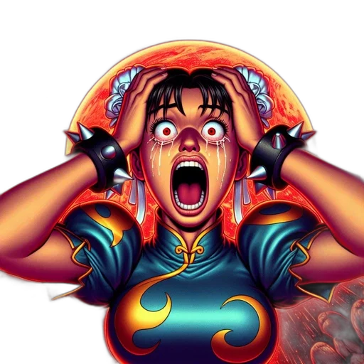 comic book art, concept art, fantasy art, 3d render, agitated, animated, woman, dark transparent PNG cut-out