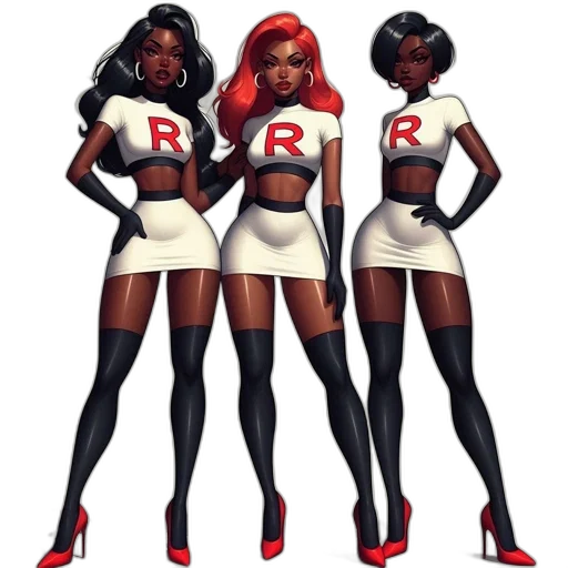 concept art, comic book art, cartoon, 3d render, red, three, animated, female transparent PNG cut-out