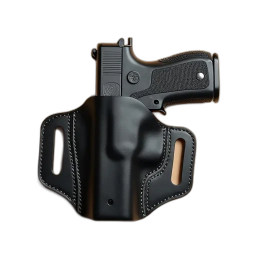 weapon, mask, 3d render, black, leather, holster, gun, inside transparent PNG cut-out
