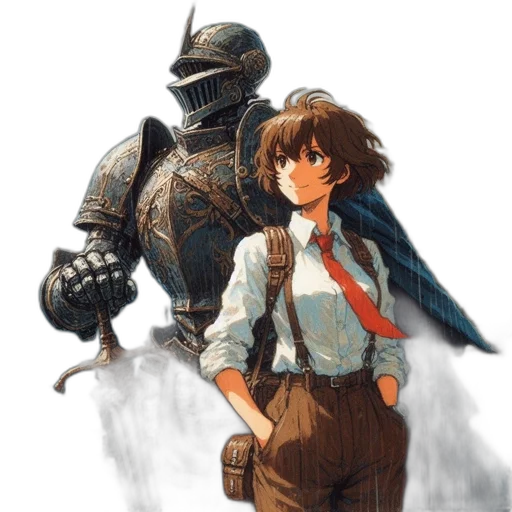 robot, weapon, jacket, concept art, pixel art, fantasy art, comic book art, fog transparent PNG cut-out