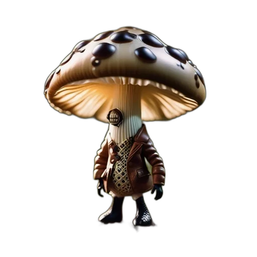 hat, umbrella, jacket, creature, concept art, 3d render, fantasy art, pixel art transparent PNG cut-out