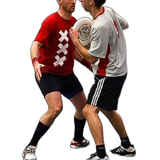 two, men, playing, ultimate, frisbee, indoor, court transparent PNG cut-out