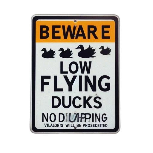 busy, urban, street, sign, warns, low, flying, ducks transparent PNG cut-out