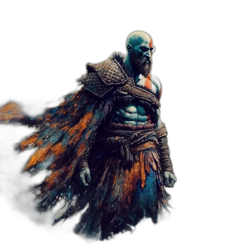 sword, mask, creature, weapon, concept art, fantasy art, comic book art, 3d render transparent PNG cut-out