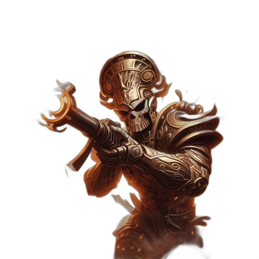 staff, mask, weapon, creature, concept art, fantasy art, comic book art, 3d render transparent PNG cut-out