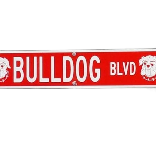 red, street, sign, white, text, reading, bulldog, blvd transparent PNG cut-out