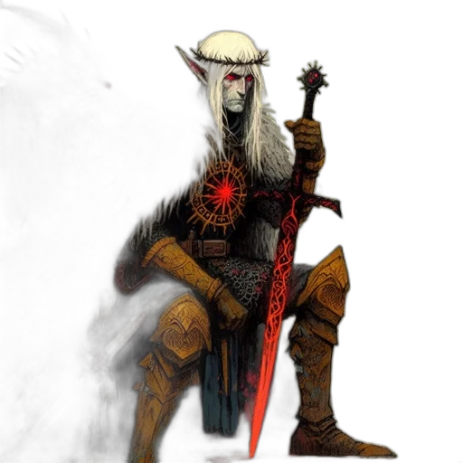 staff, sword, concept art, fantasy art, comic book art, pixel art, red, figure transparent PNG cut-out