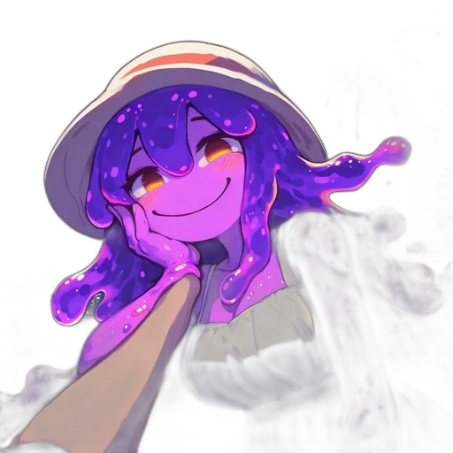 hat, staff, creature, mask, anime, watercolor, vaporwave, concept art transparent PNG cut-out