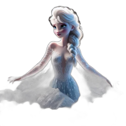 dress, dragon, concept art, fantasy art, watercolor, cartoon, snow, underwater transparent PNG cut-out
