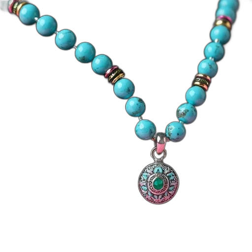 jewelry, pastel, blue, close-up, turquoise, multicolored, beaded, necklace transparent PNG cut-out