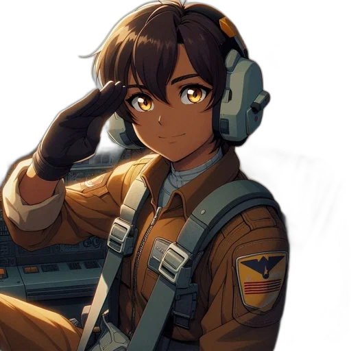 jacket, weapon, staff, face, anime, concept art, pixel art, cartoon transparent PNG cut-out