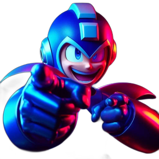 weapon, robot, 3d render, concept art, pixel art, comic book art, blue, mega transparent PNG cut-out
