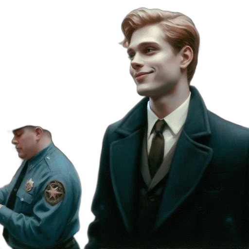 jacket, staff, face, concept art, photorealistic, comic book art, fantasy art, city street transparent PNG cut-out
