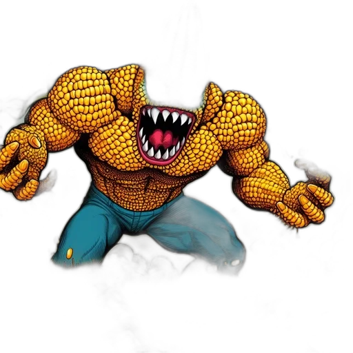 creature, animal, pixel art, concept art, comic book art, 3d render, corn, threatens transparent PNG cut-out