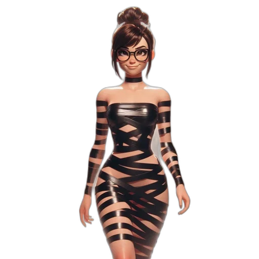 dress, cartoon, 3d render, concept art, fantasy art, animated, female, character transparent PNG cut-out