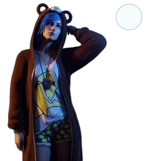 dress, jacket, concept art, cyberpunk, blue, dark, woman, unique transparent PNG cut-out
