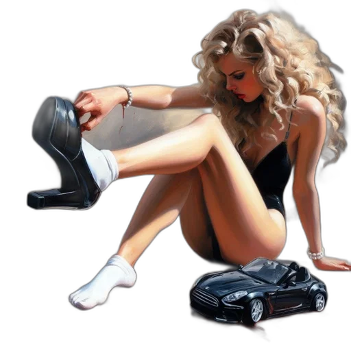 shoes, jewelry, dress, photorealistic, oil painting, concept art, fantasy art, neon lights transparent PNG cut-out