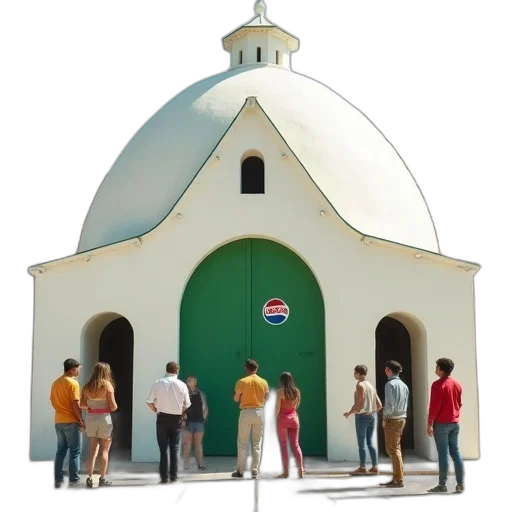 building, 3d render, concept art, group, people, gathered, outside, unique transparent PNG cut-out