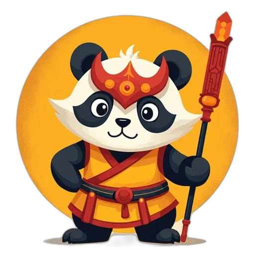 staff, concept art, fantasy art, pixel art, comic book art, stylized, illustration, panda transparent PNG cut-out
