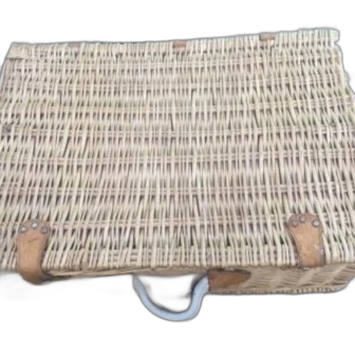 furniture, dress, 3d render, earth tones, woven, basket, leather, handles transparent PNG cut-out