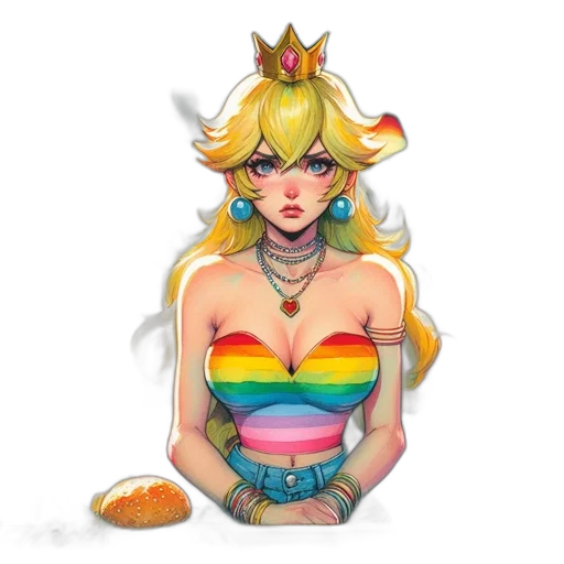 dress, crown, jewelry, pixel art, fantasy art, concept art, watercolor, colorful transparent PNG cut-out