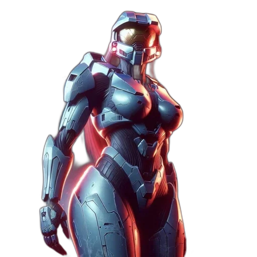 robot, weapon, dress, concept art, 3d render, cyberpunk, comic book art, blue transparent PNG cut-out