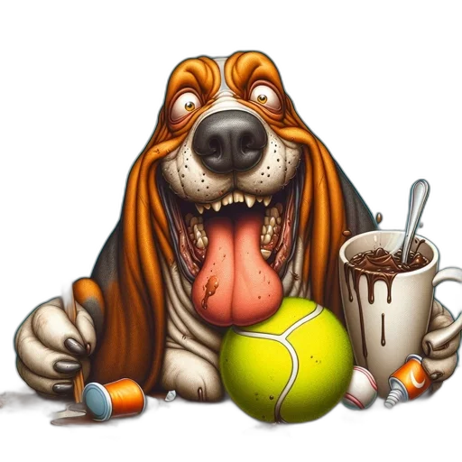 food, animal, photorealistic, cartoon, concept art, comical, illustration, features transparent PNG cut-out