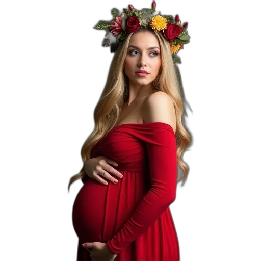 dress, crown, pregnant, woman transparent PNG cut-out