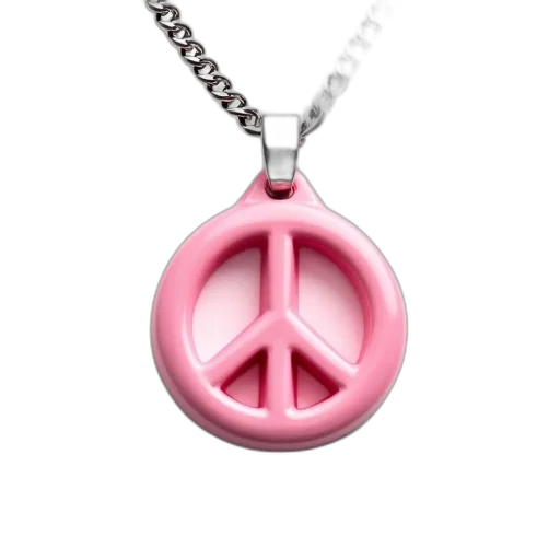 jewelry, 3d render, vaporwave, pastel, pink, peace, sign, charm transparent PNG cut-out