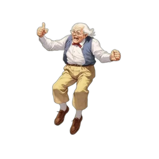 staff, jacket, concept art, pixel art, 3d render, cartoon, elderly, man transparent PNG cut-out
