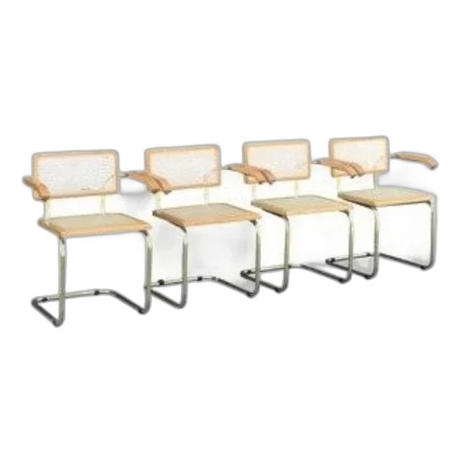 furniture, 3d render, four, modernist, chairs, wooden, seats, backrests transparent PNG cut-out