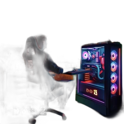 furniture, robot, cyberpunk, concept art, 3d render, vaporwave, neon lights, fire transparent PNG cut-out