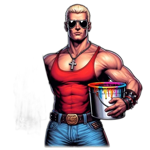 comic book art, concept art, cartoon, pixel art, athletic, man, donning, sunglasses transparent PNG cut-out