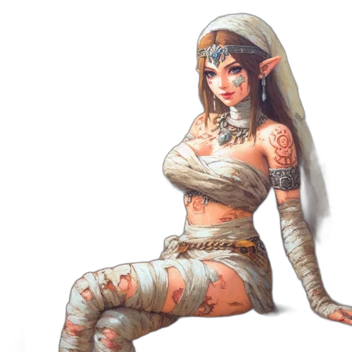 fantasy art, concept art, pixel art, comic book art, fantasy, setting, woman, elf-like transparent PNG cut-out